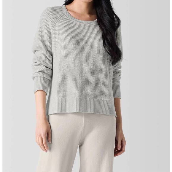 NEW EILEEN FISHER eilee raglan sleeve crew neck sweater in sea salt